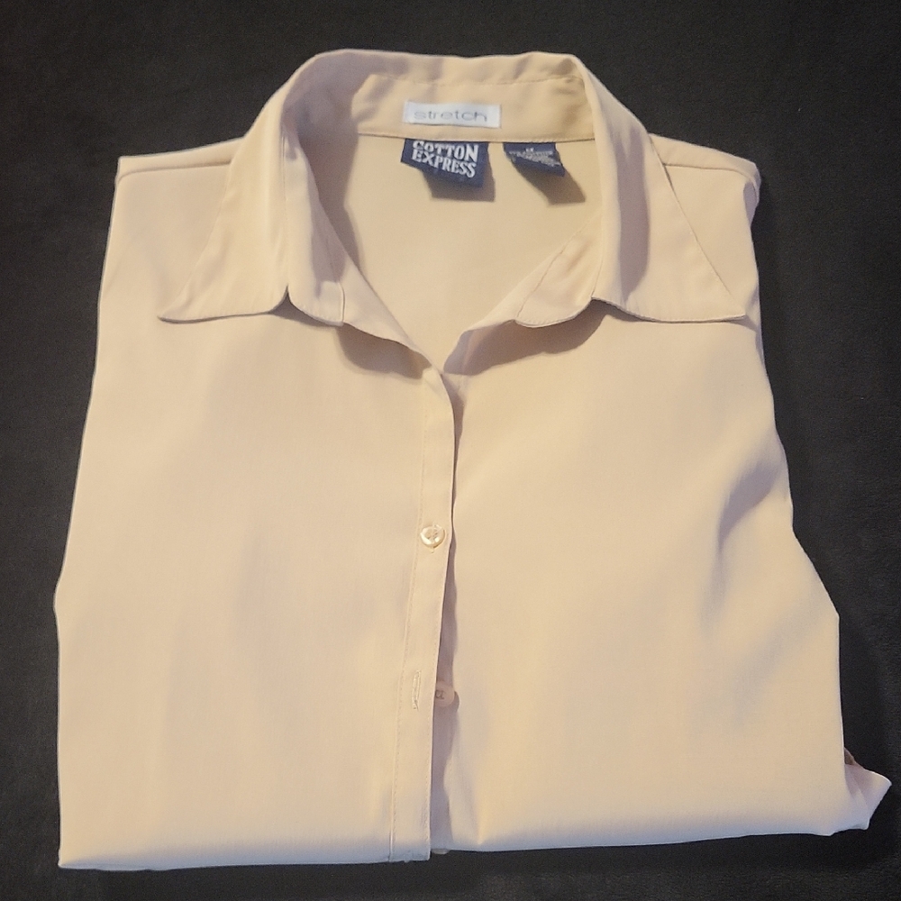 Cotton Express Cream Dress Shirt with Buttoned Style